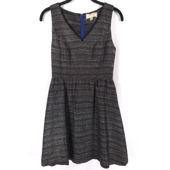 ANTHROPOLOGIE MOULINETTE SOEURS Dress Women’s Tweed Fit Flare Metallic Size 0 - Picture 1 of 12